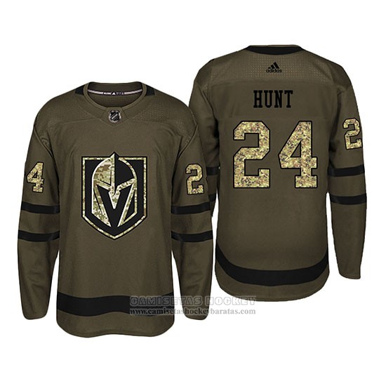 Camiseta Hockey Vegas Golden Knights 24 Brad Hunt Camuflaje Salute To Service